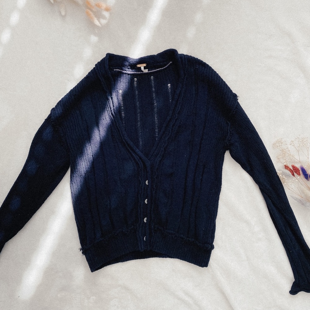 Free People Black Stevie Cardigan Sweater